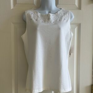 Croft & Barrow Elegant White Lace Trim Women's Tank Top